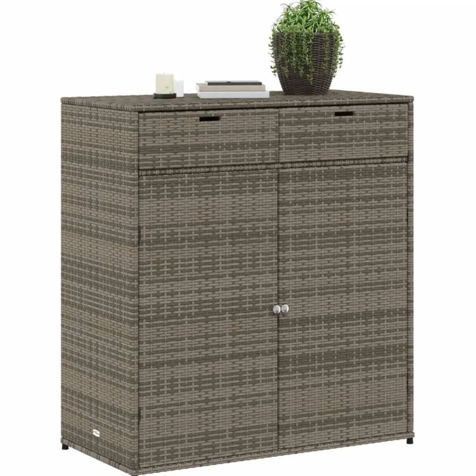 Puutarhan säilytyskaappi harmaa 105x55x113 cm polyrottinki