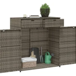 Puutarhan säilytyskaappi harmaa 105x55x113 cm polyrottinki