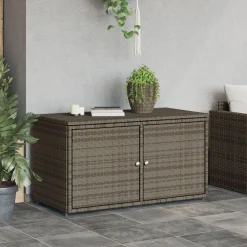 Puutarhan säilytyskaappi harmaa 110x55x60,5 cm polyrottinki