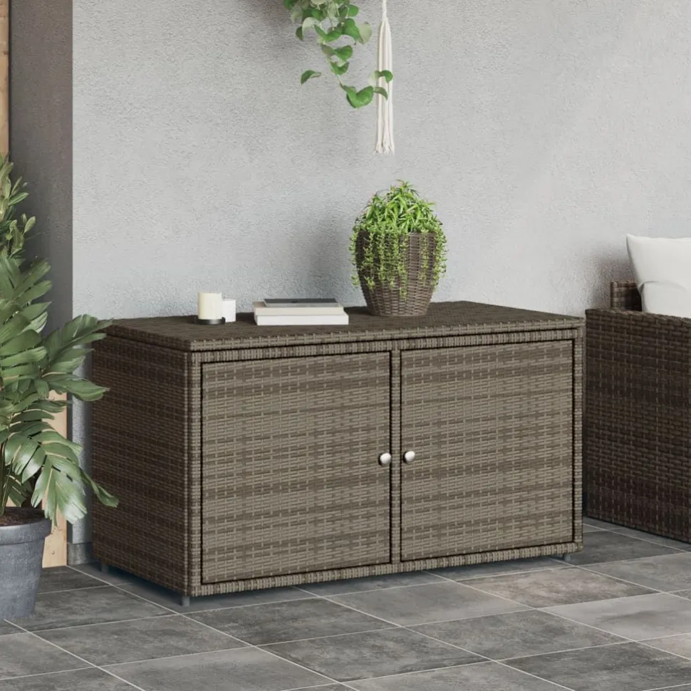 Puutarhan säilytyskaappi harmaa 110x55x60,5 cm polyrottinki