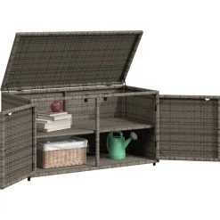 Puutarhan säilytyskaappi harmaa 110x55x60,5 cm polyrottinki
