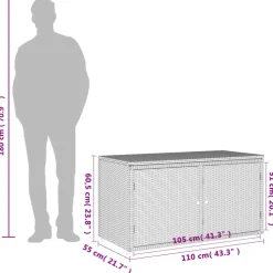 Puutarhan säilytyskaappi harmaa 110x55x60,5 cm polyrottinki