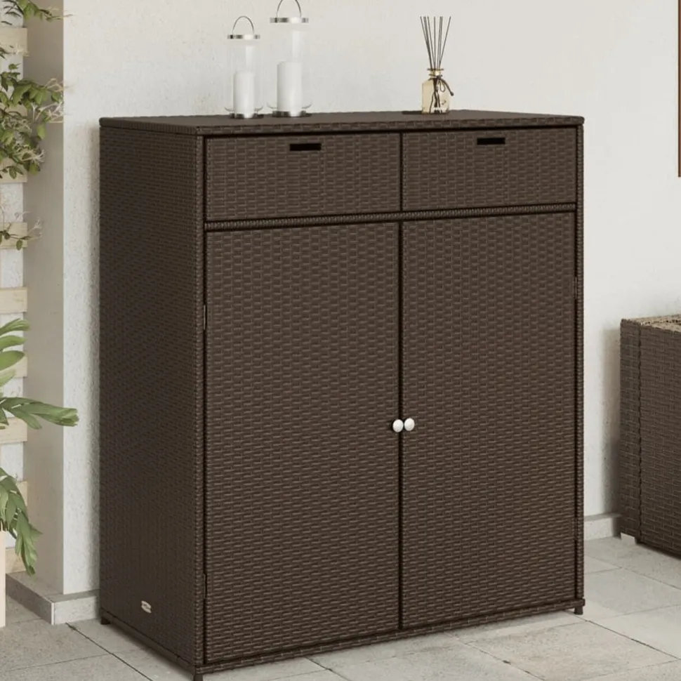 Puutarhan säilytyskaappi ruskea 105x55x113 cm polyrottinki