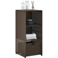 Puutarhan säilytyskaappi ruskea 50x55x115 cm polyrottinki