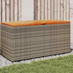 Puutarhan säilytyslaatikko harmaa 110x50x54 cm polyrottinki (65956)