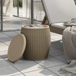Puutarhan säilytyslaatikko 4-in-1 vaaleanruskea polypropeeni (64156)