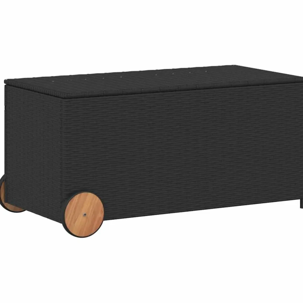 Puutarhan säilytyslaatikko pyörillä harmaa 190 l polyrottinki (65326)