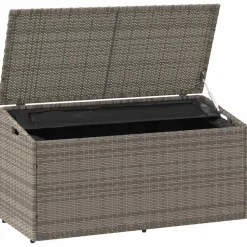 Puutarhan säilytyslaatikko ruskea 110x50x58 cm polyrottinki (04070)