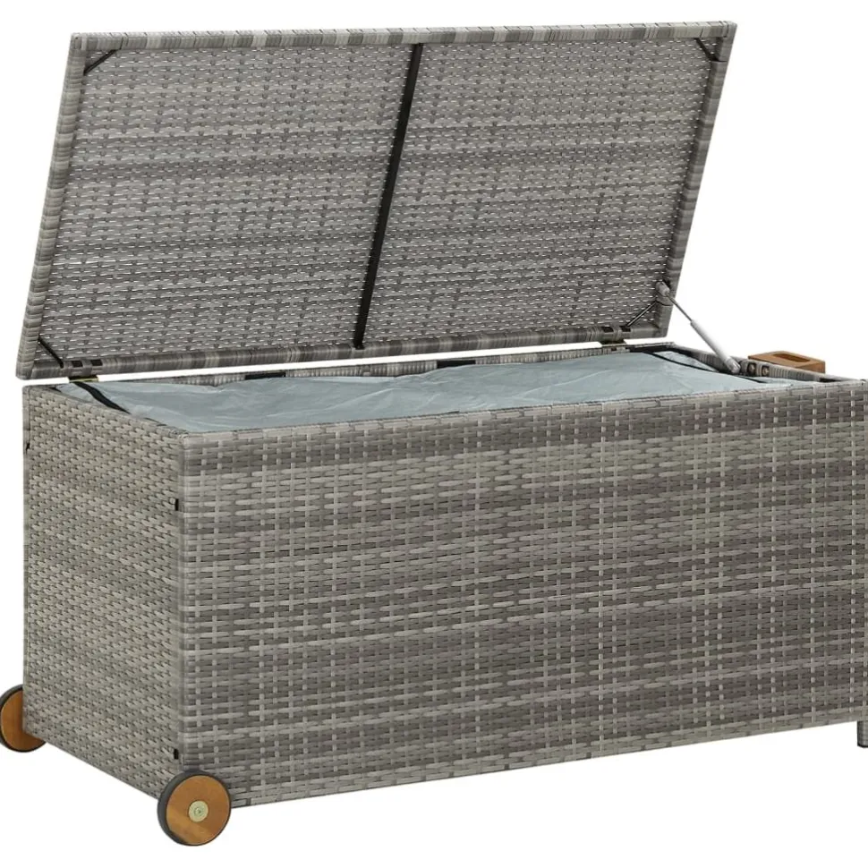 Puutarhan säilytyslaatikko v.harmaa 120x65x61 cm polyrottinki