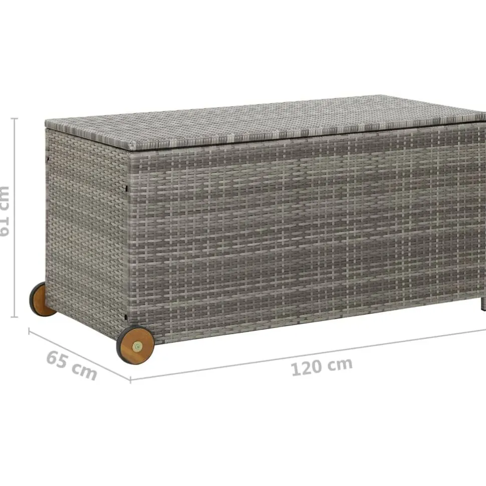 Puutarhan säilytyslaatikko v.harmaa 120x65x61 cm polyrottinki