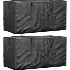 Puutarhan tyynyjen säilytyskassit 2 kpl musta 150x75x75 cm polyeteeni (55397)