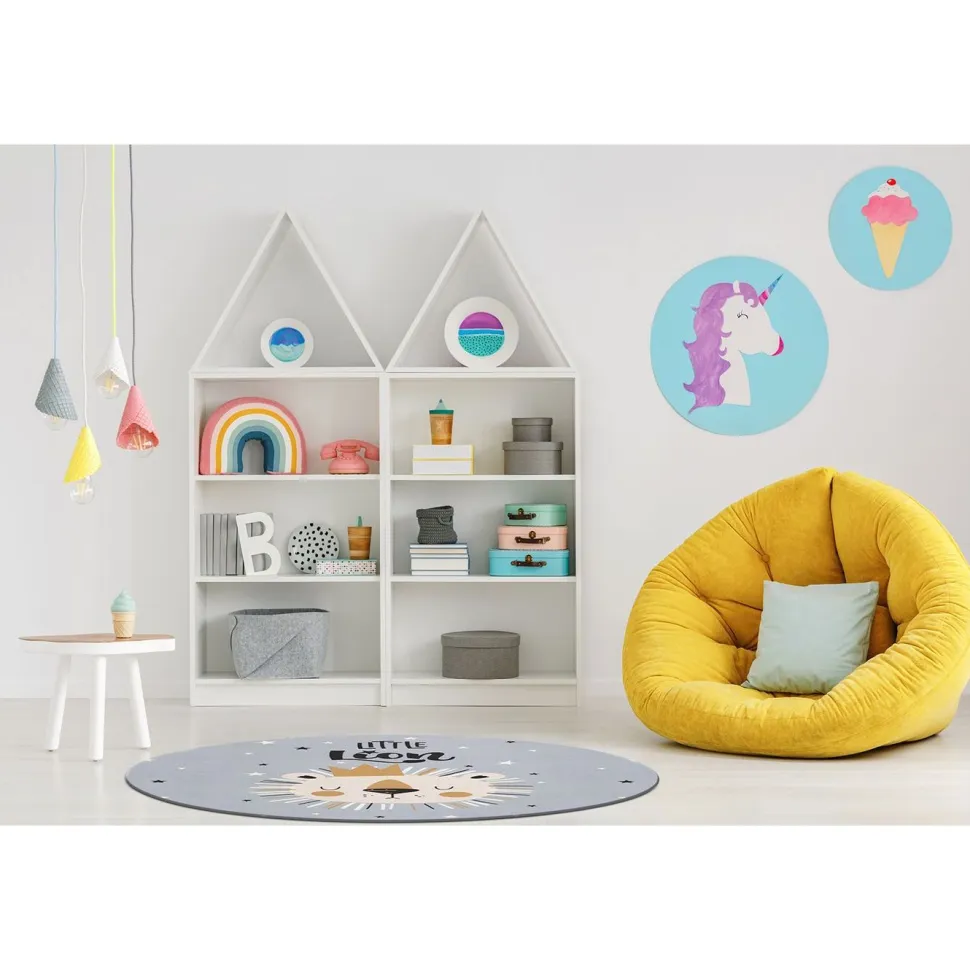 Pyöreä matto Benina Play Lion Ø120cm harmaa