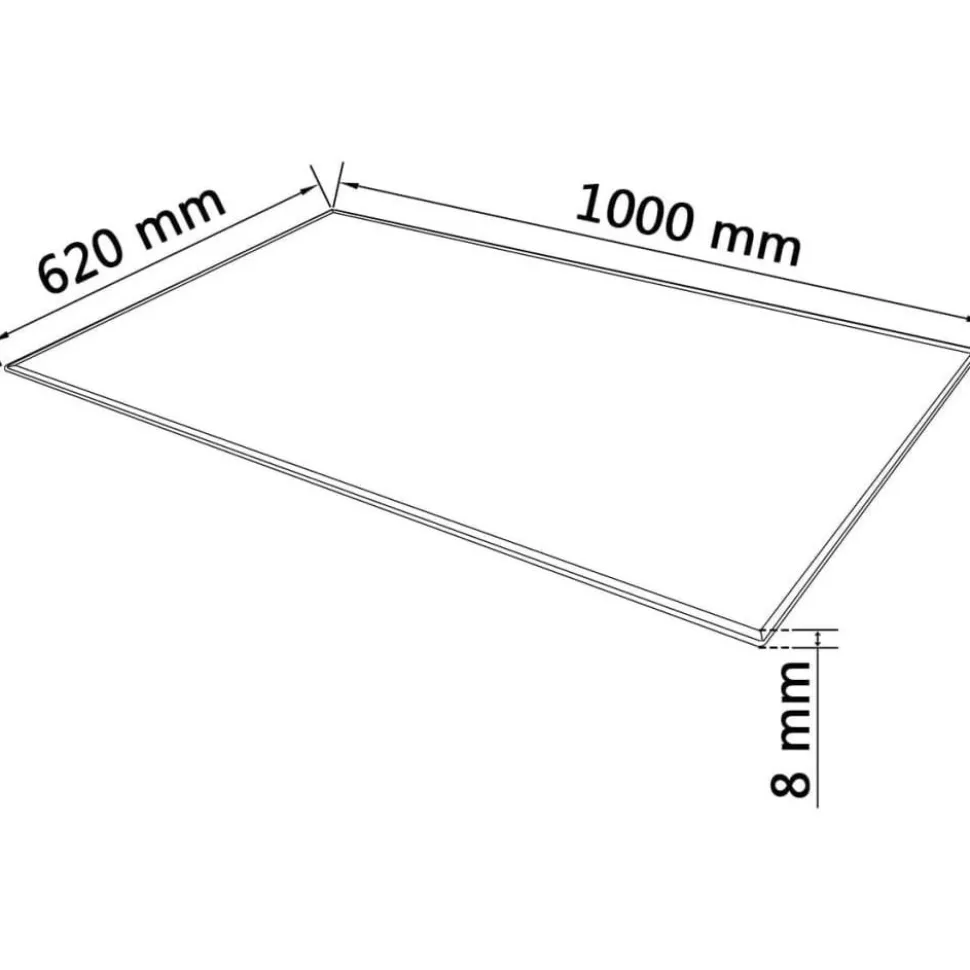 Pöytälevy karkaistu lasi suorakaide 1000x620mm