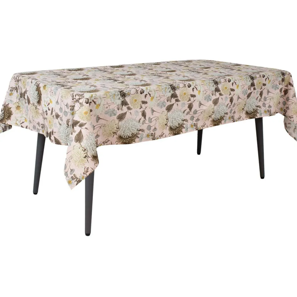 Pöytäliina Home4You LONETA NEW 136x220 cm, vaaleanpunainen krysanteemi