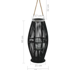 Riippuva kynttilänpidike bambu musta 60 cm