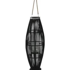 Riippuva kynttilänpidike bambu musta 95 cm