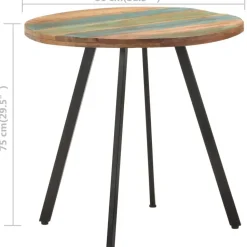 Ruokapöytä 80 cm kierrätetty täyspuu
