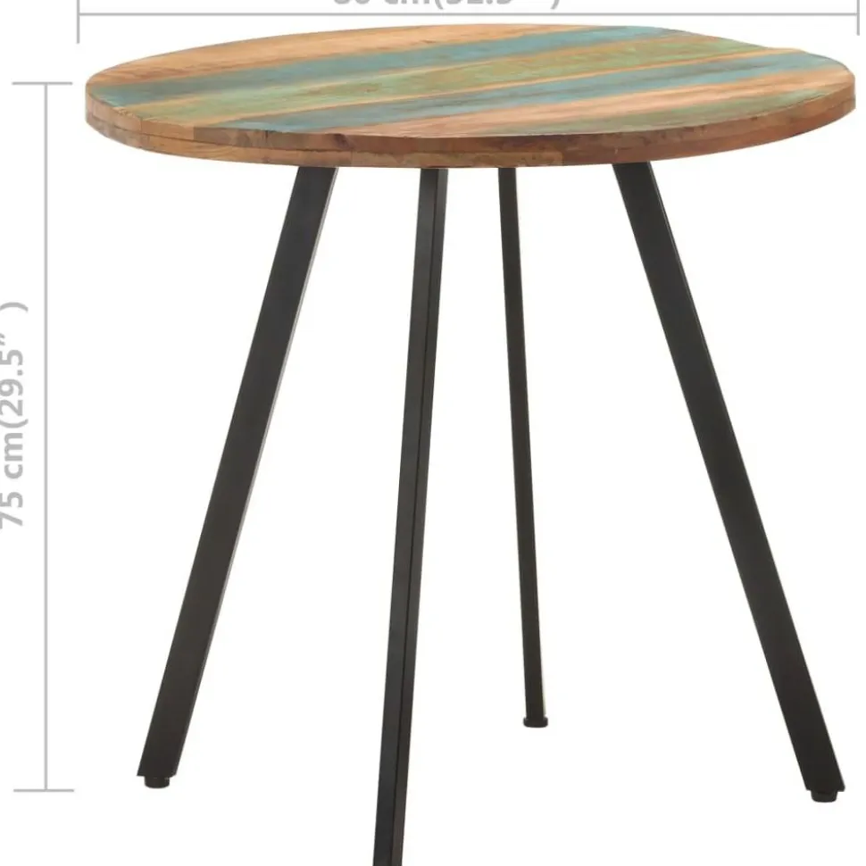 Ruokapöytä 80 cm kierrätetty täyspuu