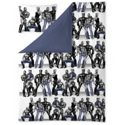 Satiinipussilakanasetti Finlayson Tom of Finland Blue Squad, musta/sininen