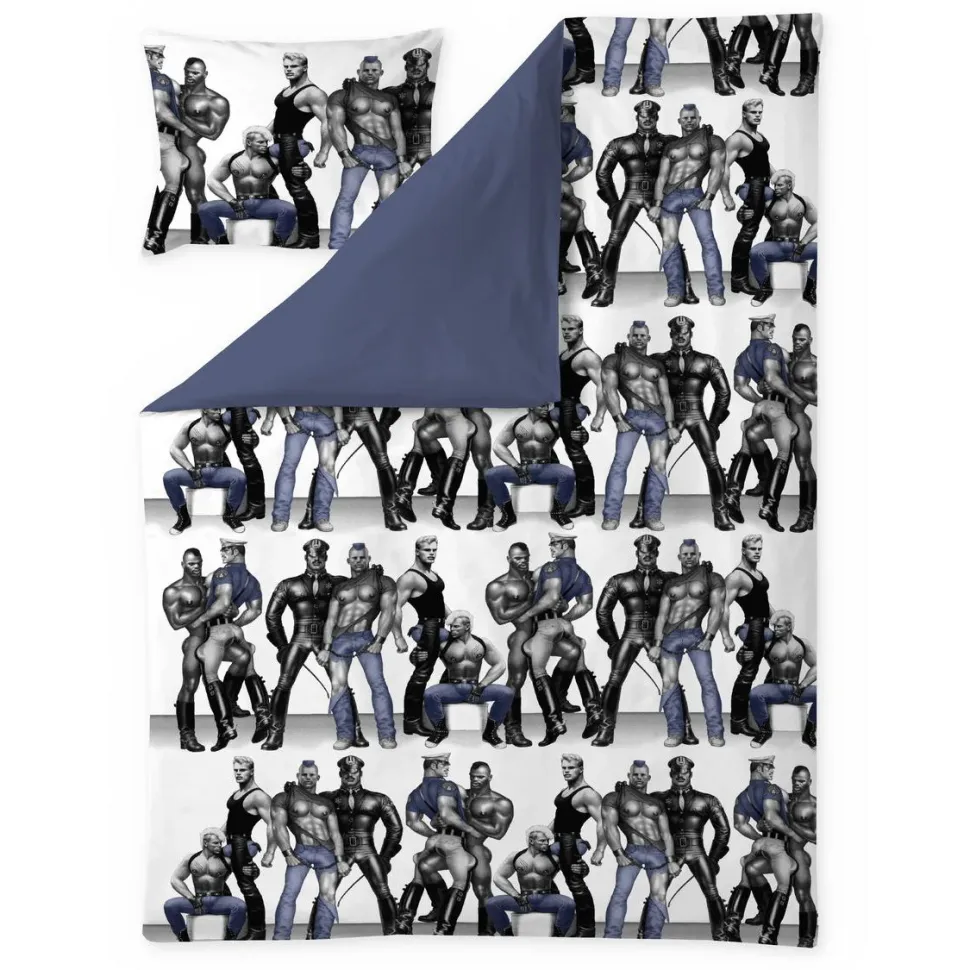 Satiinipussilakanasetti Finlayson Tom of Finland Blue Squad, musta/sininen