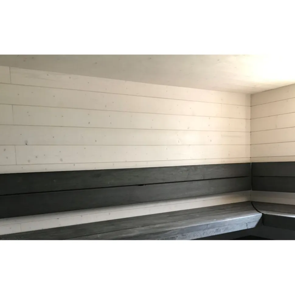 Saunapaneeli Aure Kuusi STS/V PN 18x145x2370 mm kuultovalkoinen saunasuoja