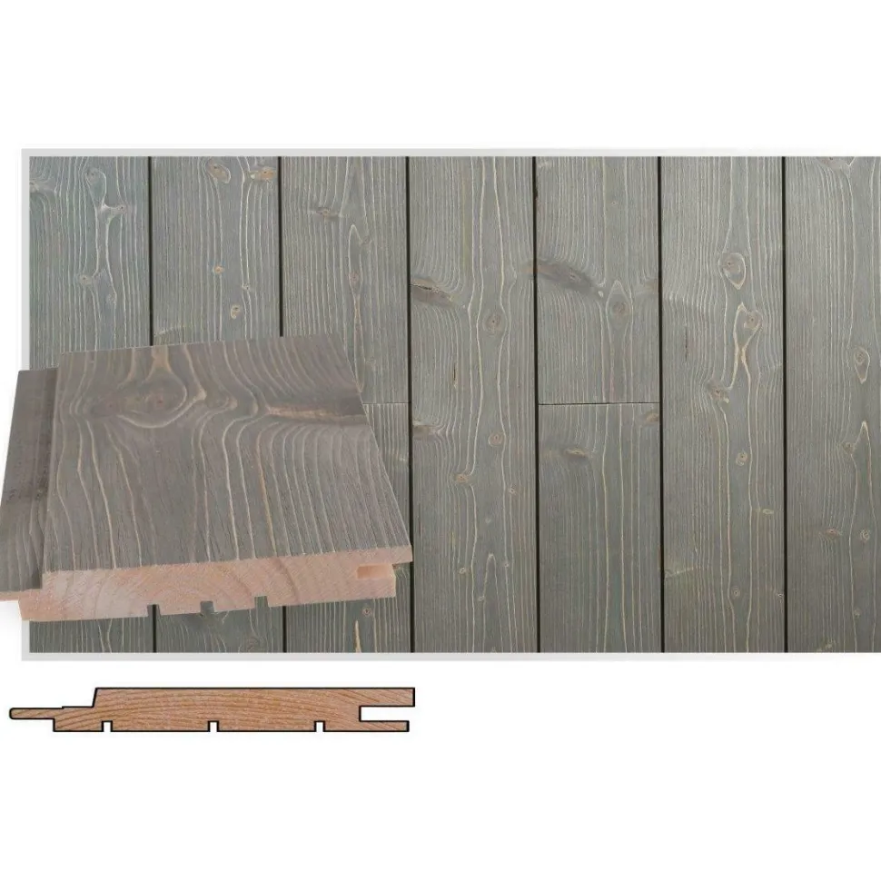 Saunapaneeli Maler Rustik SPA STS-3, 18x145x3880mm, kuusi, ympäripontattu, PN, harjattu tuhka