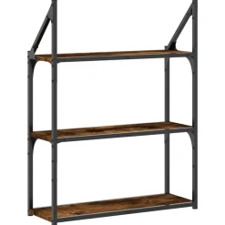 Seinähylly 3 kerrosta savutammi 60x21x78,5 cm tekninen puu (35451)