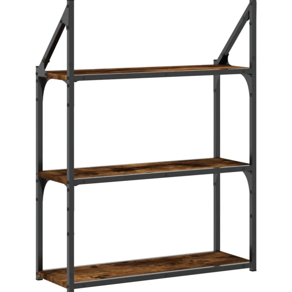 Seinähylly 3 kerrosta savutammi 60x21x78,5 cm tekninen puu (35451)