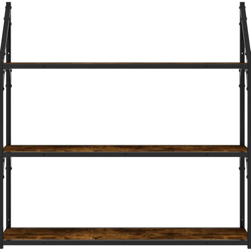Seinähylly 3 kerrosta savutammi 80x21x78,5 cm tekninen puu (35456)