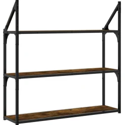Seinähylly 3 kerrosta savutammi 80x21x78,5 cm tekninen puu (35456)