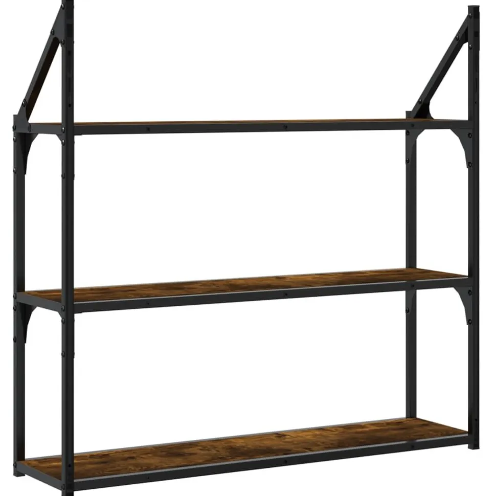 Seinähylly 3 kerrosta savutammi 80x21x78,5 cm tekninen puu (35456)