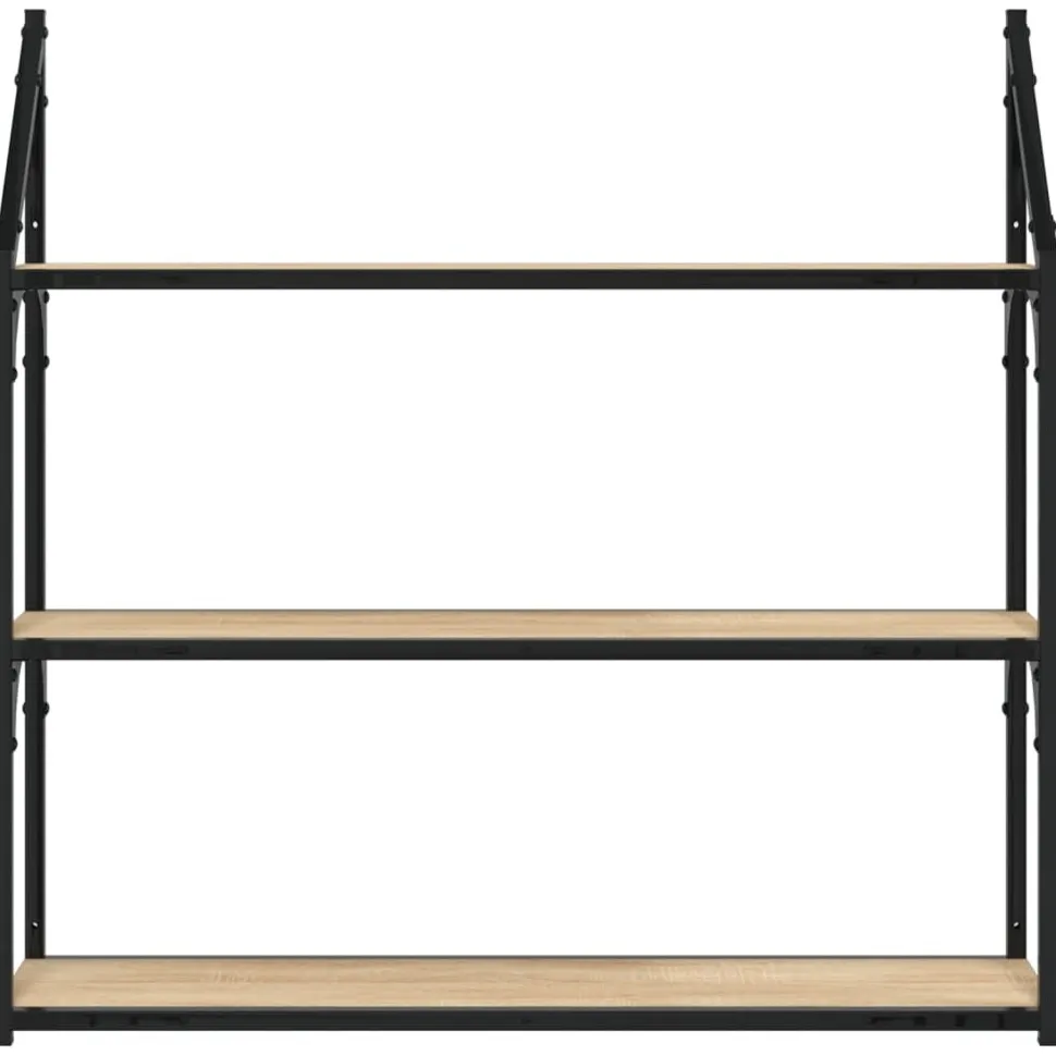 Seinähylly 3 kerrosta Sonoma-tammi 80x21x78,5 cm tekninen puu (35455)