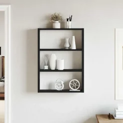 Seinähylly musta 43x9x60 cm tekninen puu (60050)
