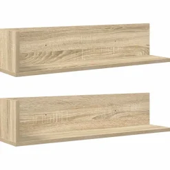 Seinähyllyt 2 kpl Sonoma Oak 75x16,5x16,5 cm Engineered Wood (60033)