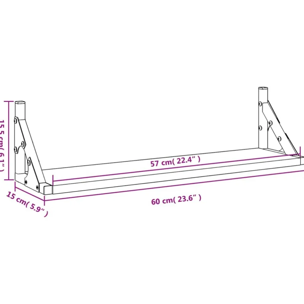 Seinähyllyt 2 kpl Sonoma-tammi 60x15x15,5 cm (36324)