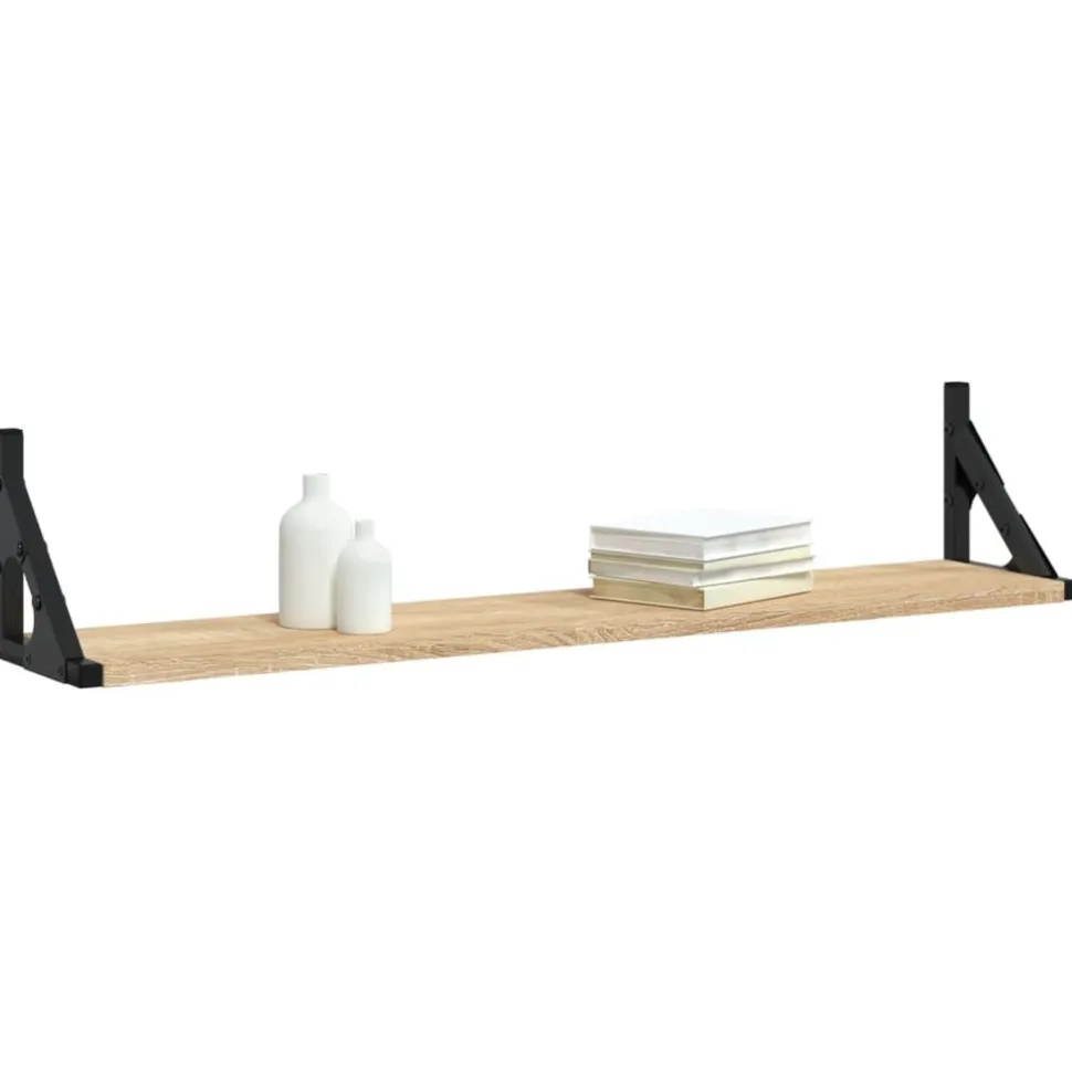 Seinähyllyt 2 kpl Sonoma-tammi 80x15x15,5 cm tekninen puu (36329)