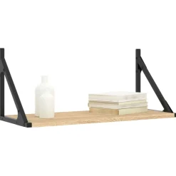 Seinähyllyt 2 kpl Sonoma-tammi 60x25x25,5 cm tekninen puu (36334)