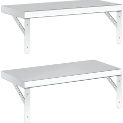 Seinähyllyt 2 kpl 50x23,5 cm hopea ruostumaton teräs (14510)
