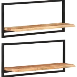 Seinähyllyt 2 kpl 40x24x35 cm akasiapuu ja teräs