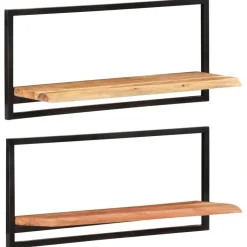 Seinähyllyt 2 kpl 40x24x35 cm akasiapuu ja teräs