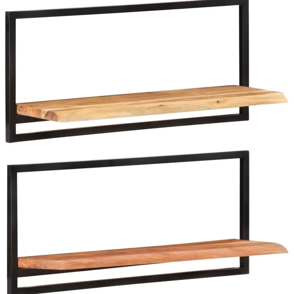 Seinähyllyt 2 kpl 40x24x35 cm akasiapuu ja teräs