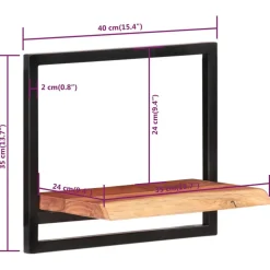 Seinähyllyt 2 kpl 40x24x35 cm akasiapuu ja teräs