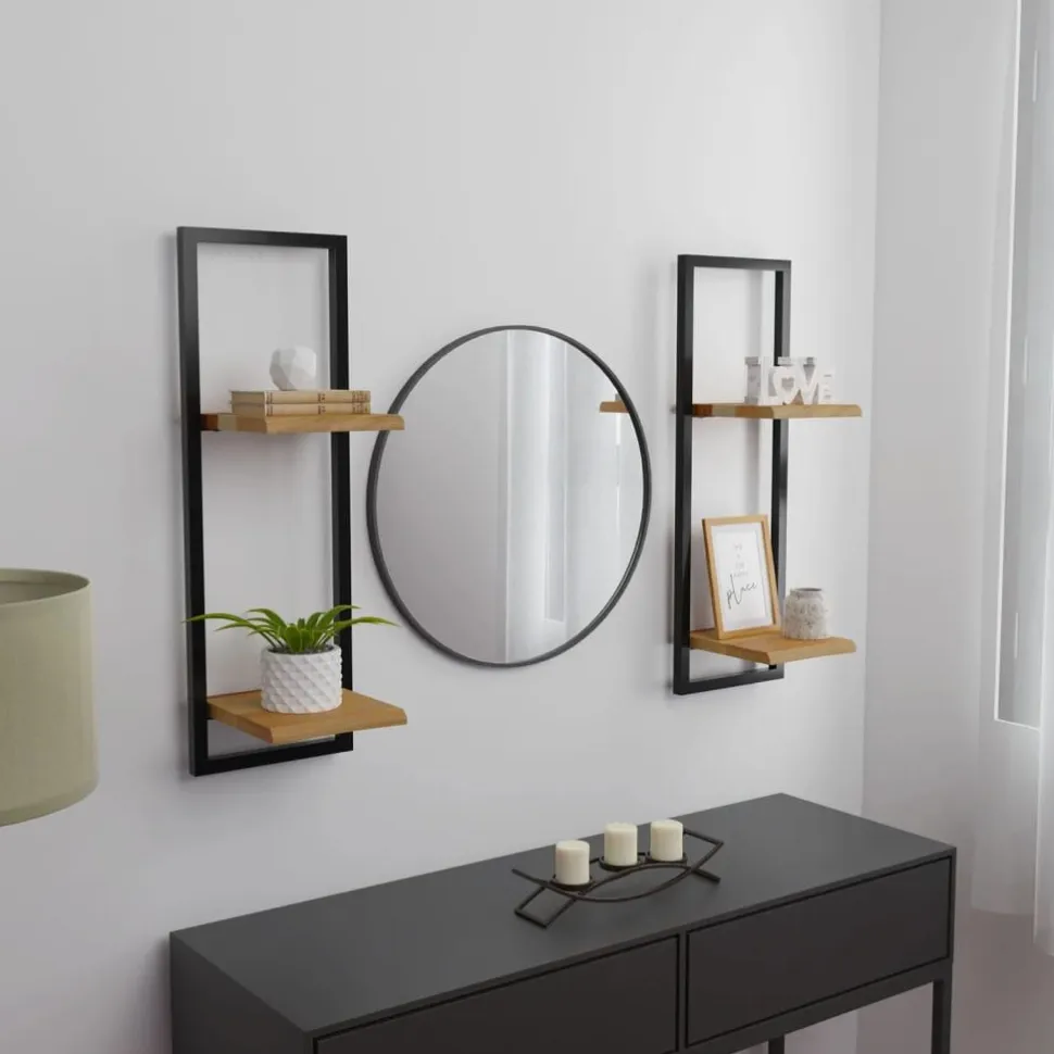 Seinähyllyt 2 kpl 40x24x35 cm akasiapuu ja teräs