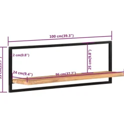 Seinähyllyt 2 kpl 40x24x35 cm akasiapuu ja teräs