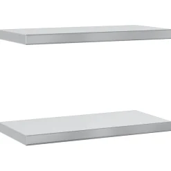 Seinähyllyt 2 kpl 50x23,5x3 cm hopea ruostumaton teräs (30286)