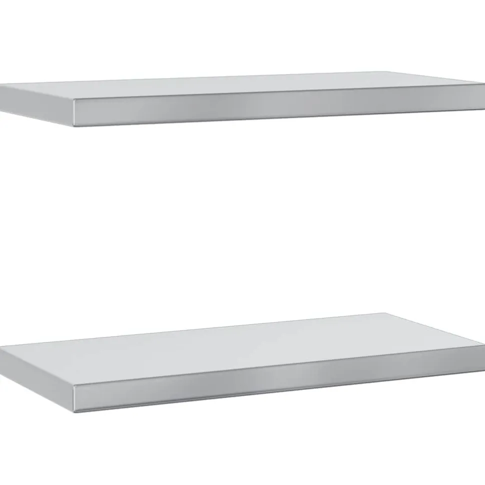 Seinähyllyt 2 kpl 50x23,5x3 cm hopea ruostumaton teräs (30286)