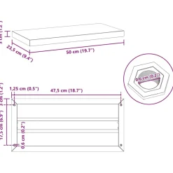 Seinähyllyt 2 kpl 50x23,5x3 cm hopea ruostumaton teräs (30286)