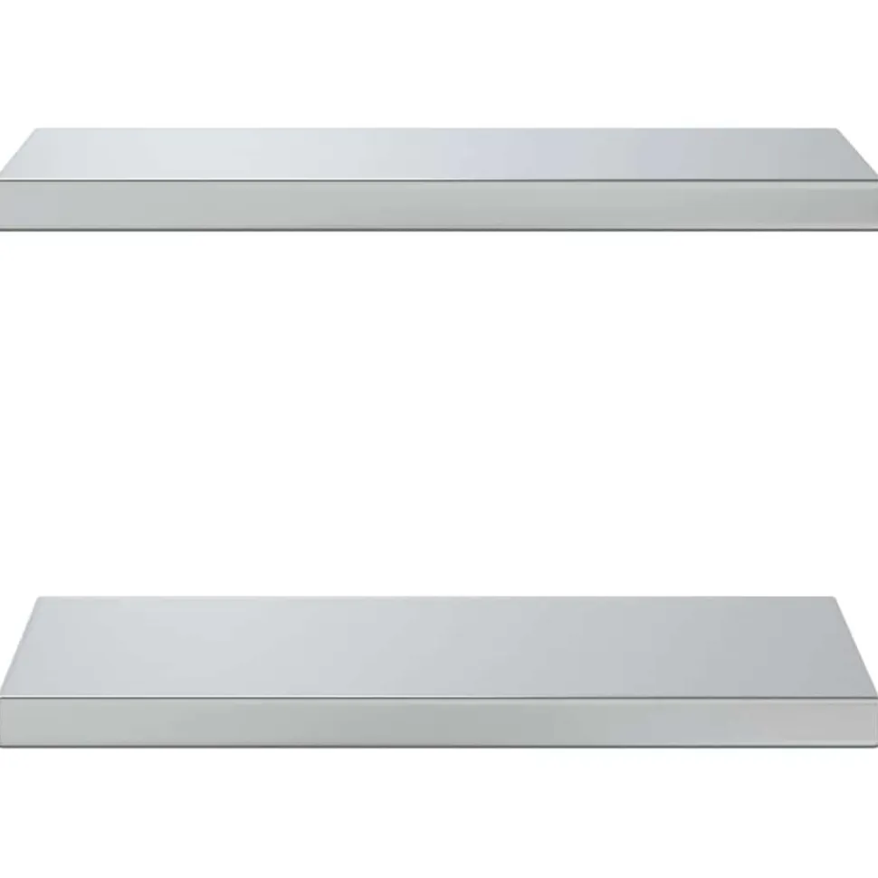 Seinähyllyt 2 kpl 50x23,5x3 cm hopea ruostumaton teräs (30286)