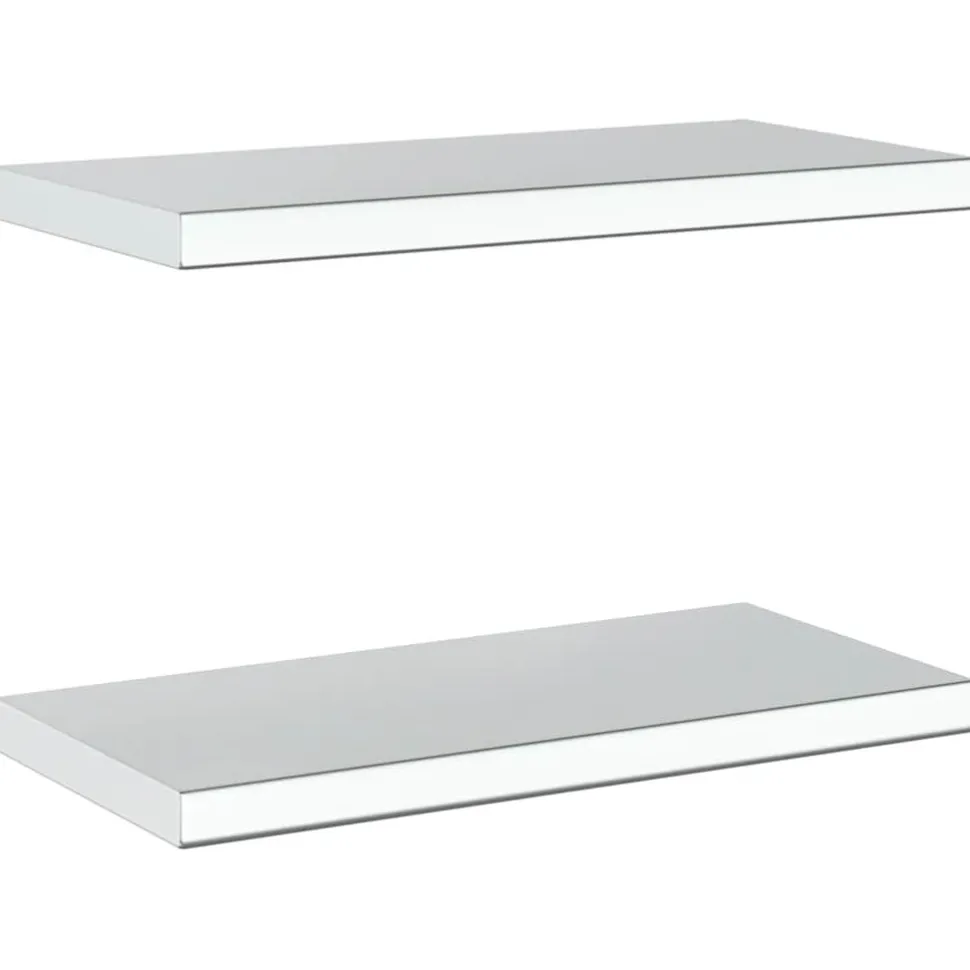 Seinähyllyt 2 kpl 50x23,5x3 cm hopea ruostumaton teräs (30286)