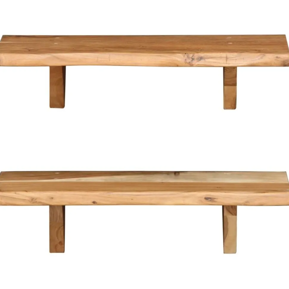 Seinähyllyt 2 kpl 60x20x16 cm kiinteä akaasiapuu